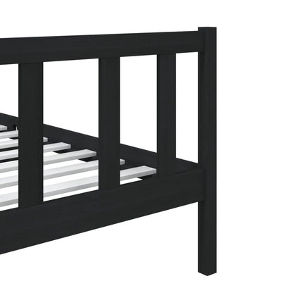 Solid Wood Black Small Single Bed Frame - Mattress Not Included