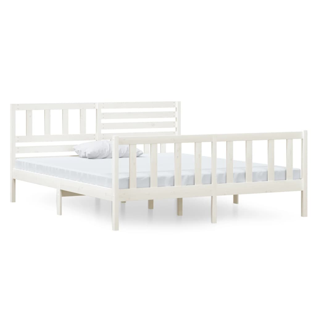 White Solid Wood Bed Frame 140x190 cm - vidaXL 3101134