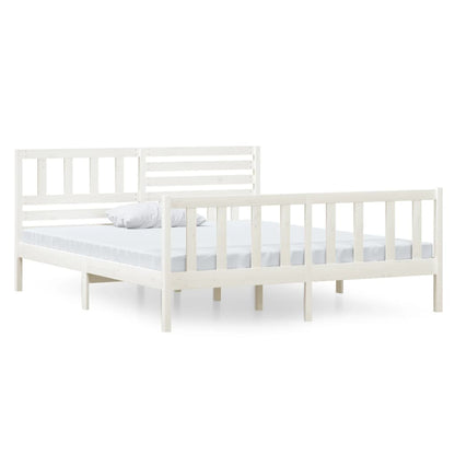 White Solid Wood Bed Frame 140x190 cm - vidaXL 3101134