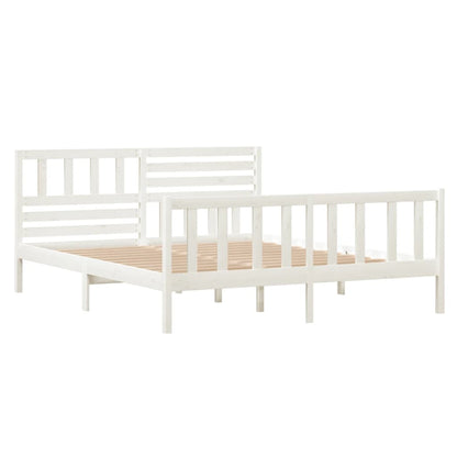 White Solid Wood Bed Frame 140x190 cm - vidaXL 3101134