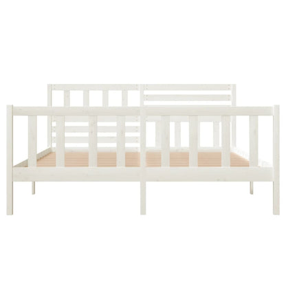 White Solid Wood Bed Frame 140x190 cm - vidaXL 3101134