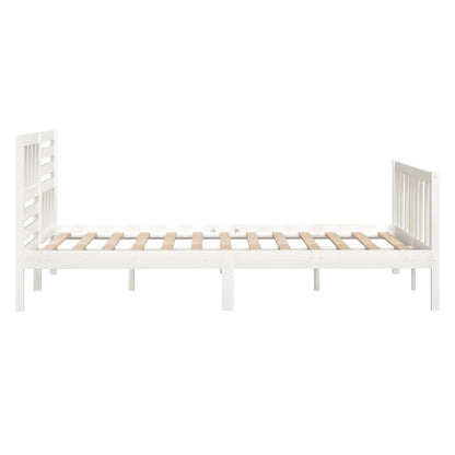 White Solid Wood Bed Frame 140x190 cm - vidaXL 3101134