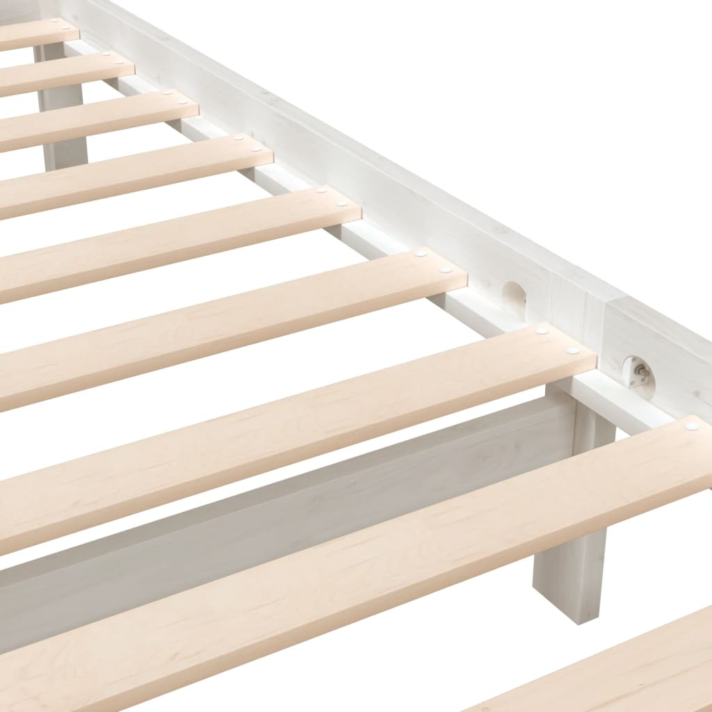 White Solid Wood Bed Frame 140x190 cm - vidaXL 3101134