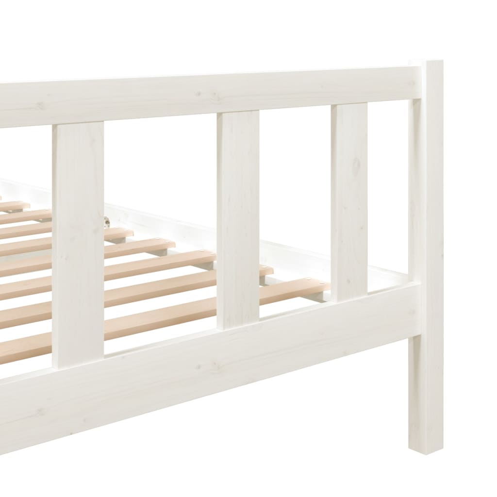 White Solid Wood Bed Frame 140x190 cm - vidaXL 3101134
