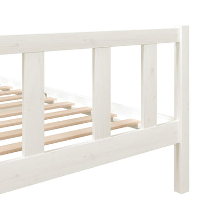 White Solid Wood Bed Frame 140x190 cm - vidaXL 3101134