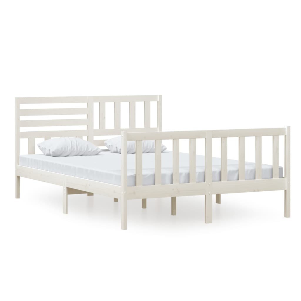 White Solid Wood Bed Frame 140x200 cm - vidaXL (No Mattress)