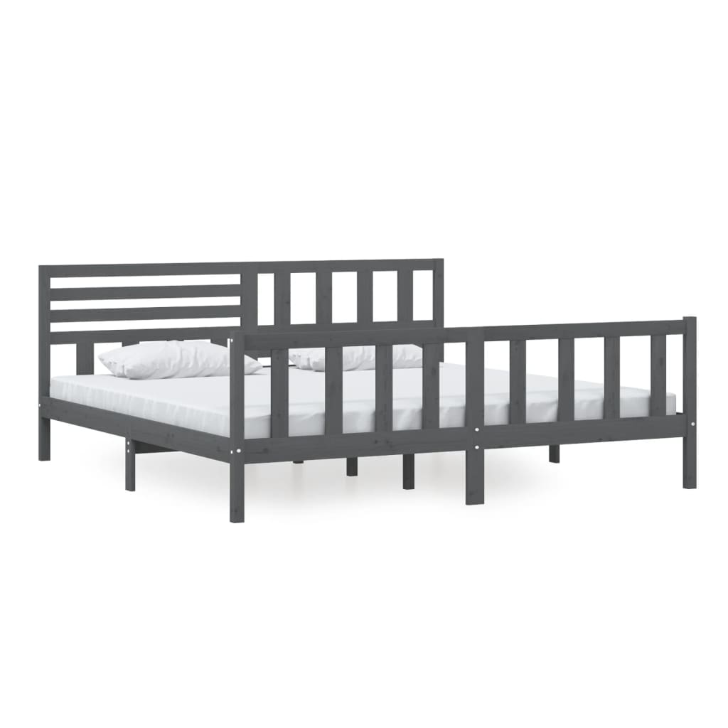 vidaXL Grey Solid Wood Bed Frame 200x200cm - No Mattress Included