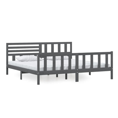vidaXL Grey Solid Wood Bed Frame 200x200cm - No Mattress Included