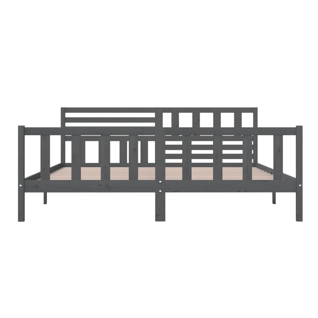 vidaXL Grey Solid Wood Bed Frame 200x200cm - No Mattress Included