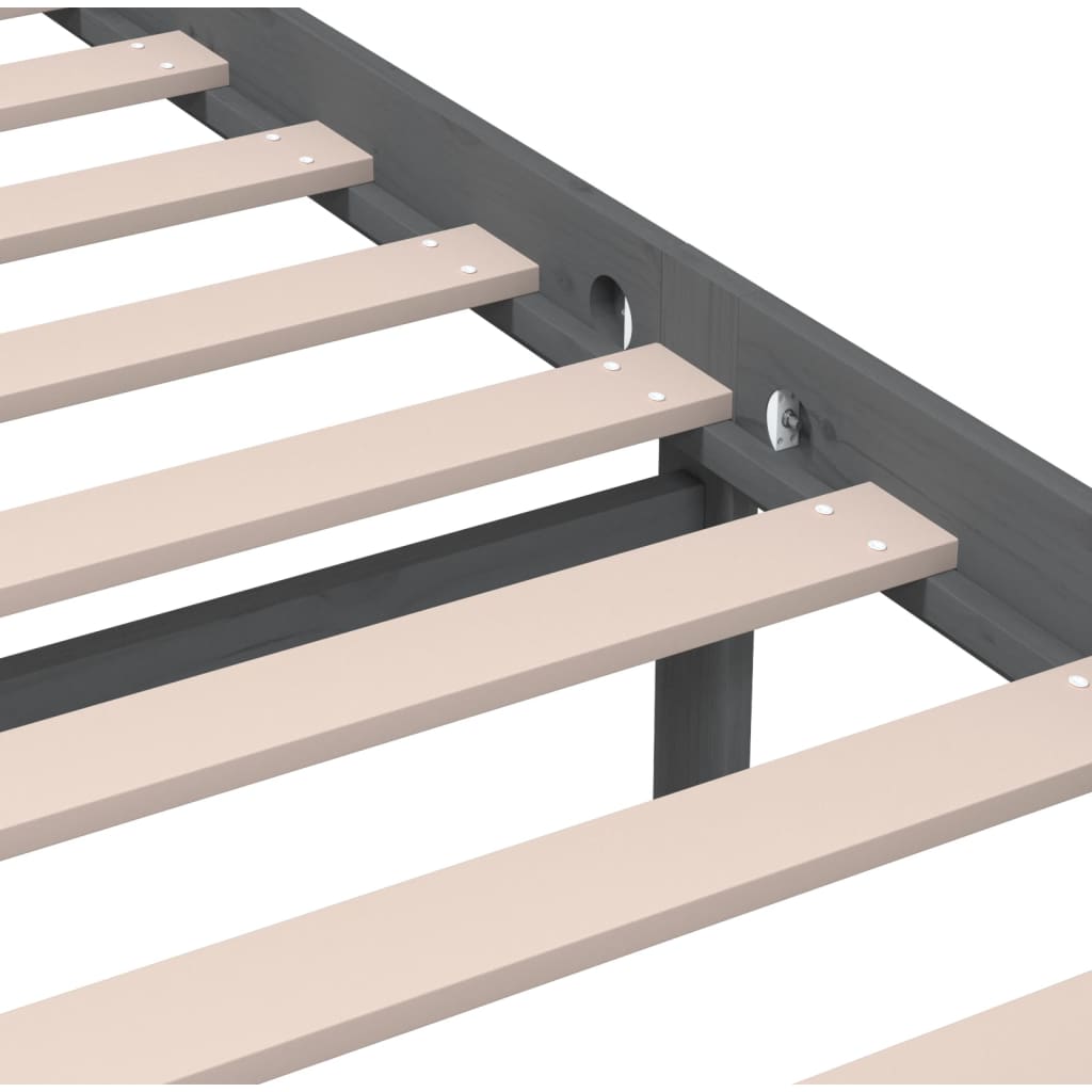 vidaXL Grey Solid Wood Bed Frame 200x200cm - No Mattress Included