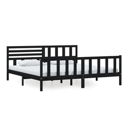 Black Solid Wood Bed Frame 200x200 cm - vidaXL (No Mattress)