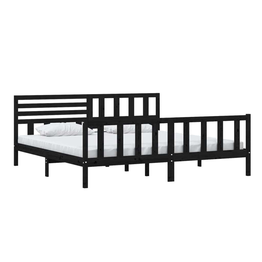 Black Solid Wood Bed Frame 200x200 cm - vidaXL (No Mattress)