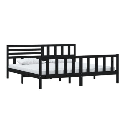 Black Solid Wood Bed Frame 200x200 cm - vidaXL (No Mattress)