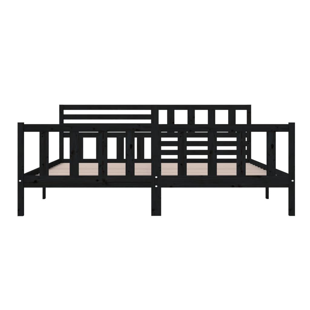 Black Solid Wood Bed Frame 200x200 cm - vidaXL (No Mattress)