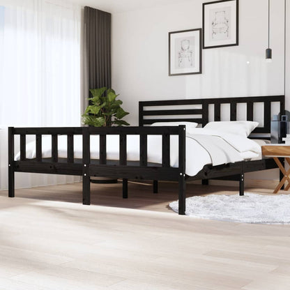 Black Solid Wood Bed Frame 200x200 cm - vidaXL (No Mattress)
