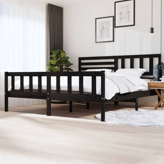 Black Solid Wood Bed Frame 200x200 cm - vidaXL (No Mattress)