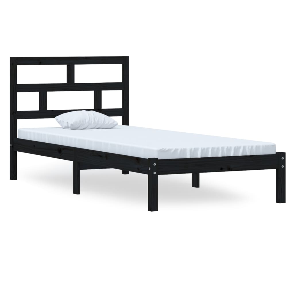 Solid Wood Black Bed Frame 100x200 cm - vidaXL (No Mattress)