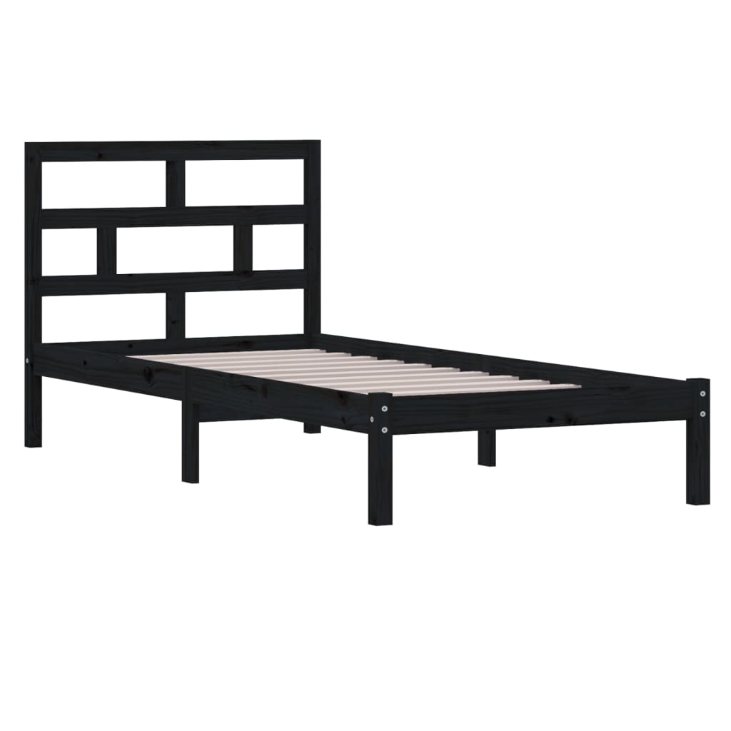 Solid Wood Black Bed Frame 100x200 cm - vidaXL (No Mattress)