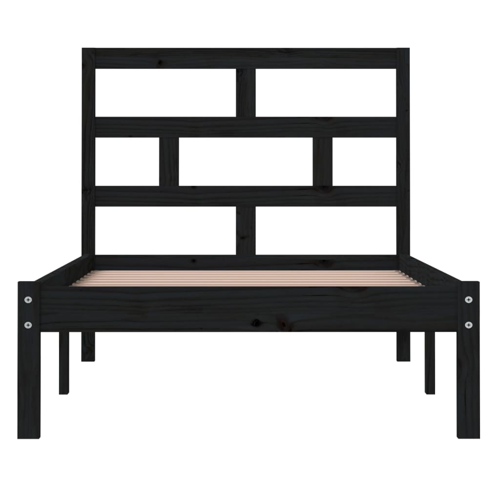 Solid Wood Black Bed Frame 100x200 cm - vidaXL (No Mattress)