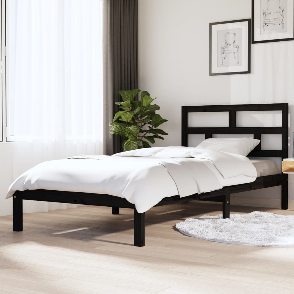 Solid Wood Black Bed Frame 100x200 cm - vidaXL (No Mattress)