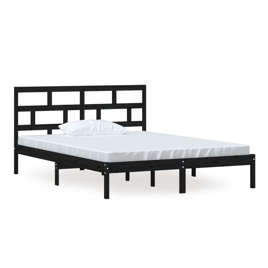 King Size Black Solid Wood Bed Frame - Mattress Not Included