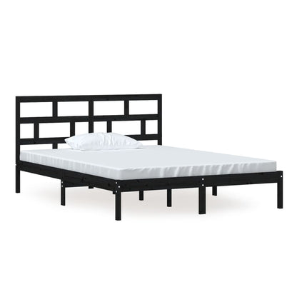 King Size Black Solid Wood Bed Frame - Mattress Not Included