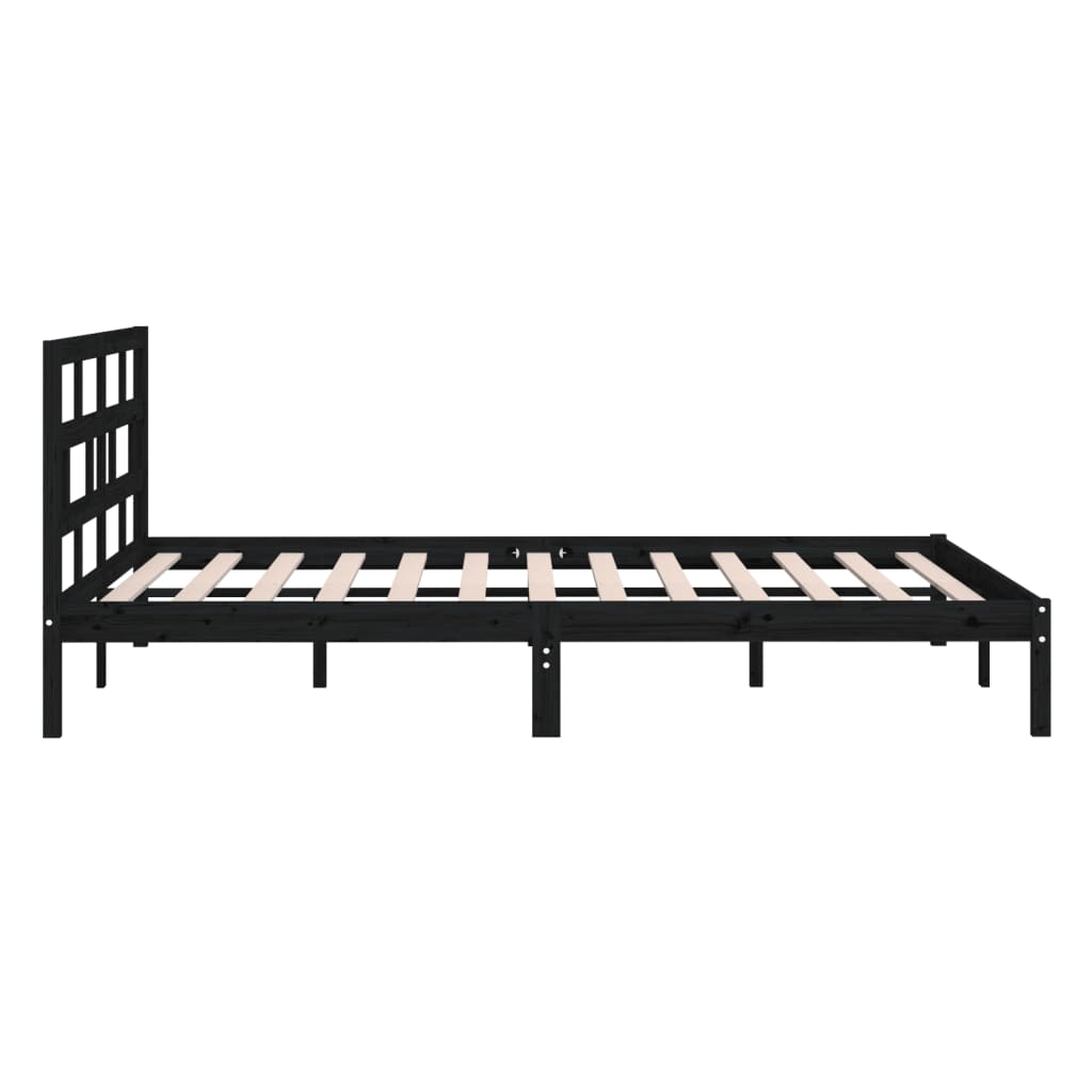 King Size Black Solid Wood Bed Frame - Mattress Not Included