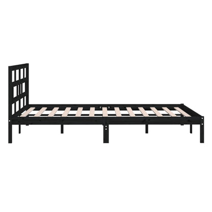 King Size Black Solid Wood Bed Frame - Mattress Not Included