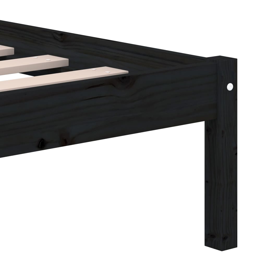 King Size Black Solid Wood Bed Frame - Mattress Not Included