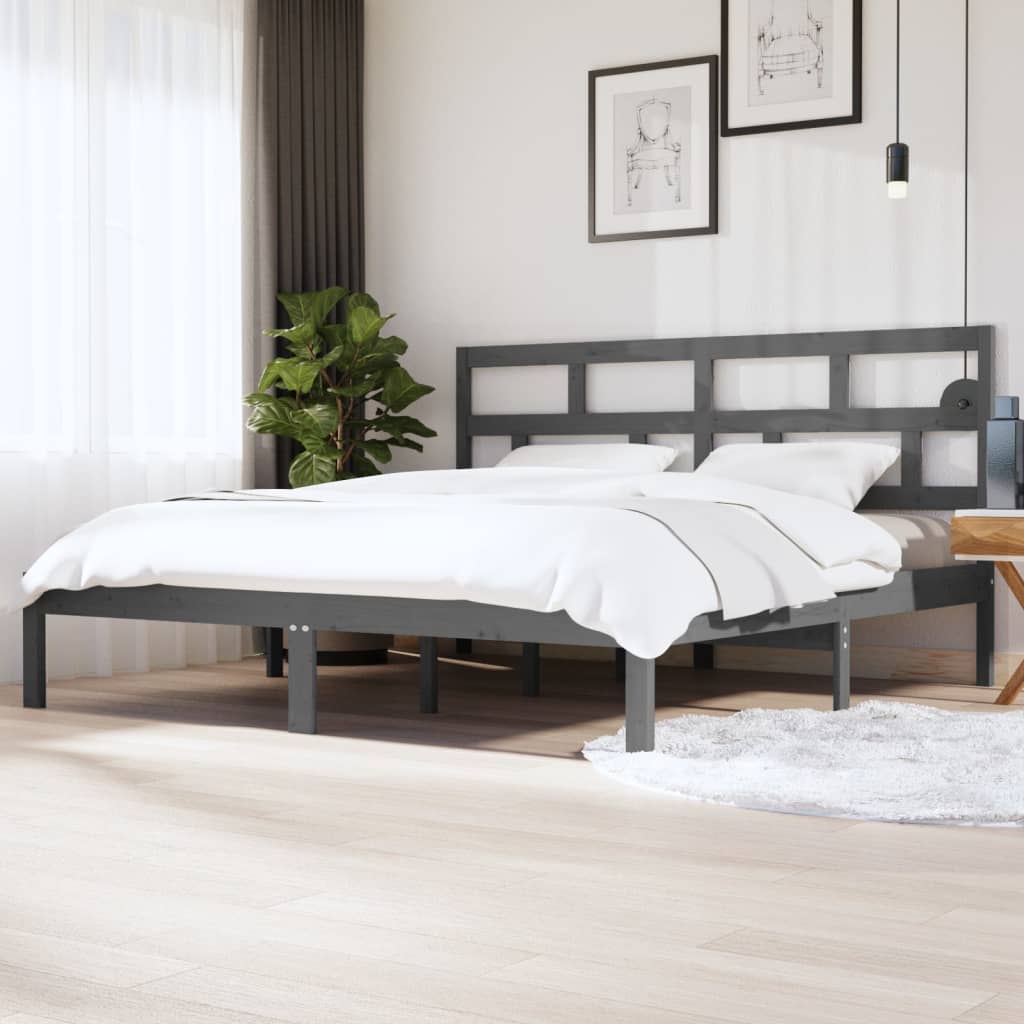 vidaXL Grey Solid Wood Pine Bed Frame 200x200 cm
