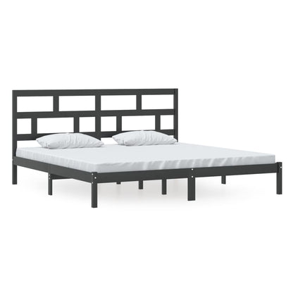 vidaXL Black Pine Wood Bed Frame 200x200 cm - Solid & Stylish