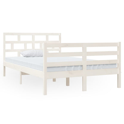 White Solid Wood Small Double Bed Frame - No Mattress Included