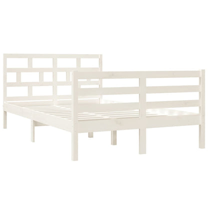 White Solid Wood Small Double Bed Frame - No Mattress Included