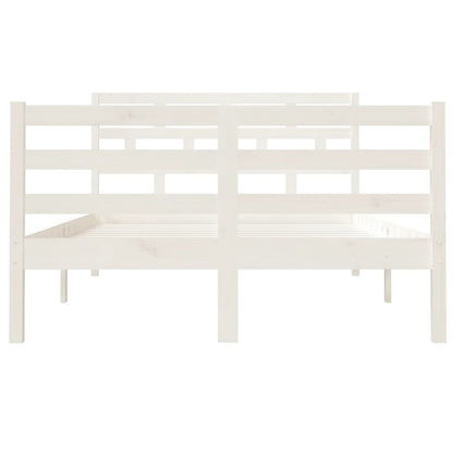White Solid Wood Small Double Bed Frame - No Mattress Included