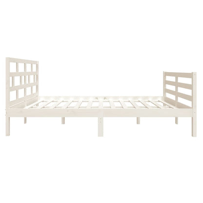 White Solid Wood Small Double Bed Frame - No Mattress Included