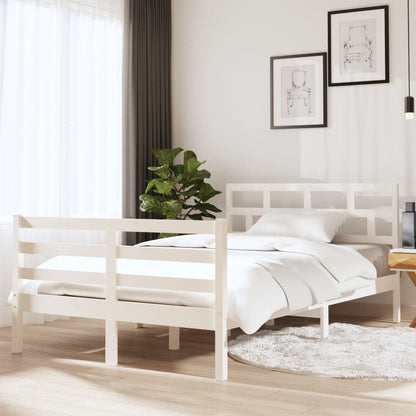 White Solid Wood Small Double Bed Frame - No Mattress Included