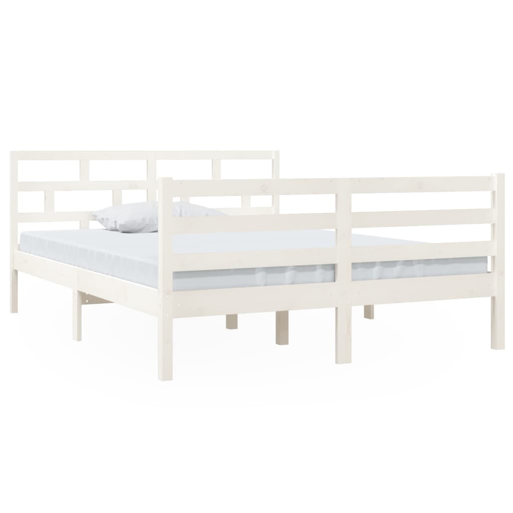White Solid Wood Bed Frame 140x190 cm - vidaXL (No Mattress)
