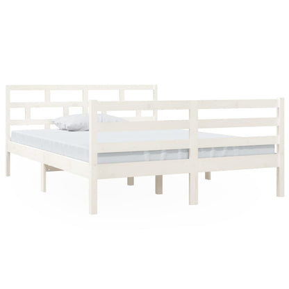 White Solid Wood Bed Frame 140x190 cm - vidaXL (No Mattress)