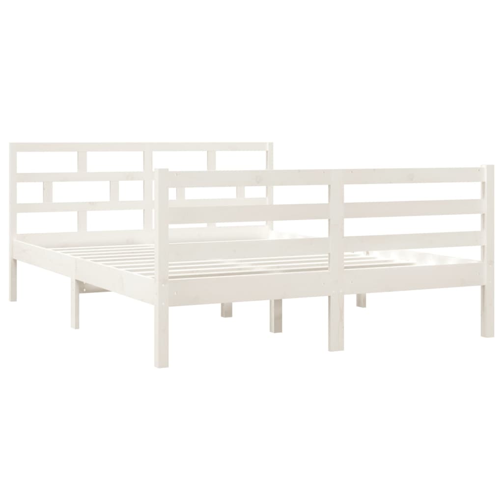 White Solid Wood Bed Frame 140x190 cm - vidaXL (No Mattress)