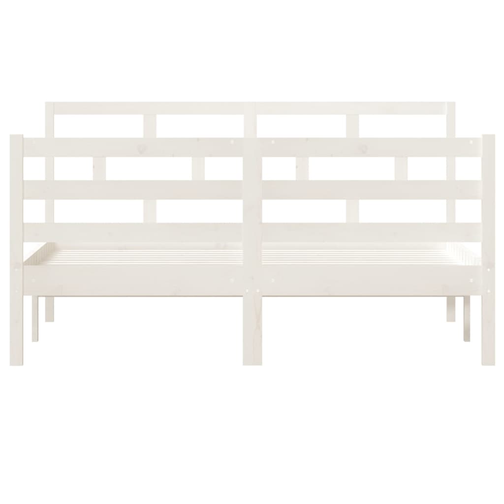 White Solid Wood Bed Frame 140x190 cm - vidaXL (No Mattress)