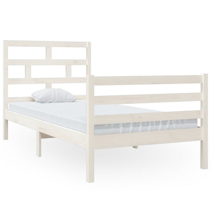 White Solid Wood Bed Frame 90x200 cm - vidaXL 3101269