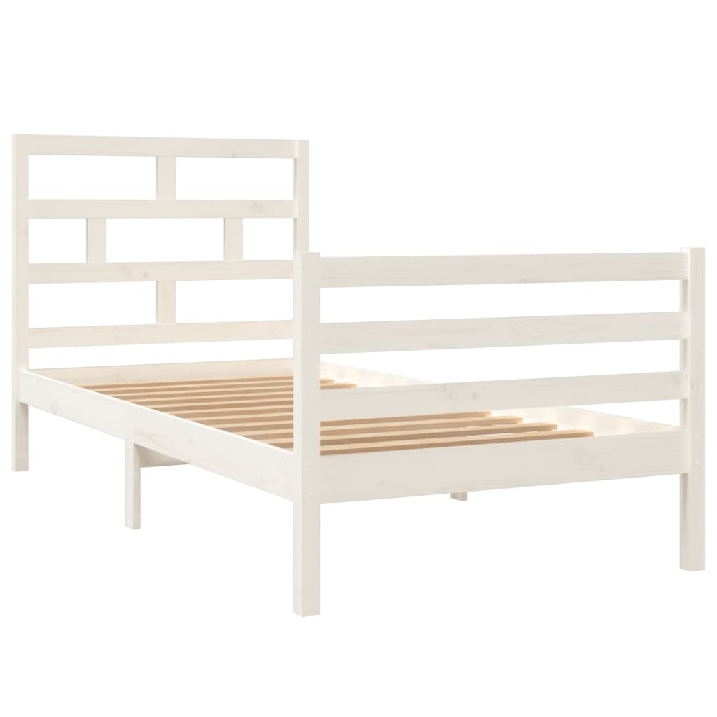 White Solid Wood Bed Frame 90x200 cm - vidaXL 3101269