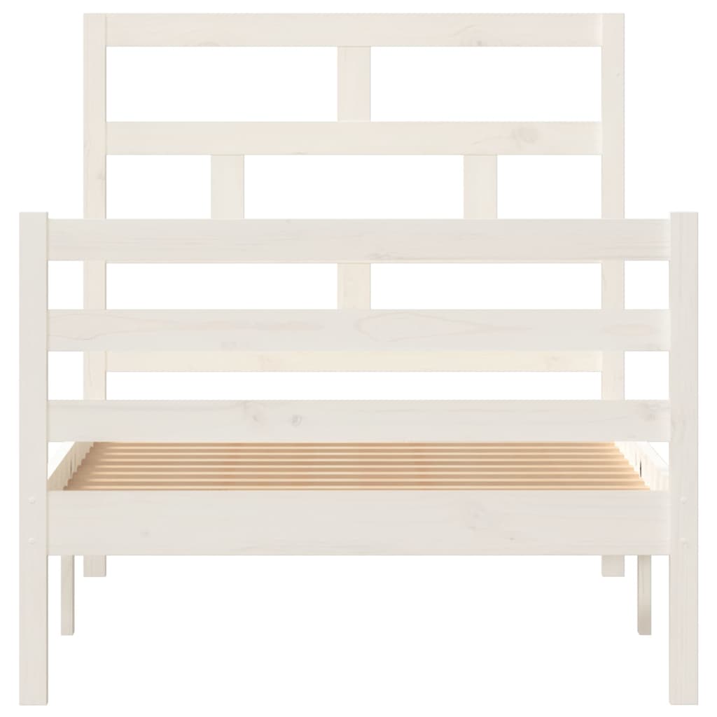 White Solid Wood Bed Frame 90x200 cm - vidaXL 3101269