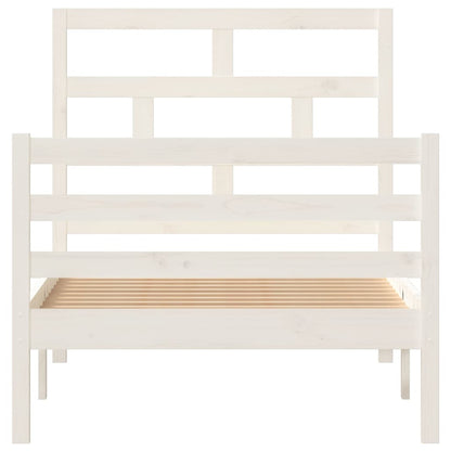 White Solid Wood Bed Frame 90x200 cm - vidaXL 3101269