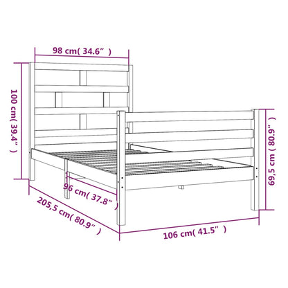Solid Wood Bed Frame 100x200 cm - vidaXL (No Mattress)