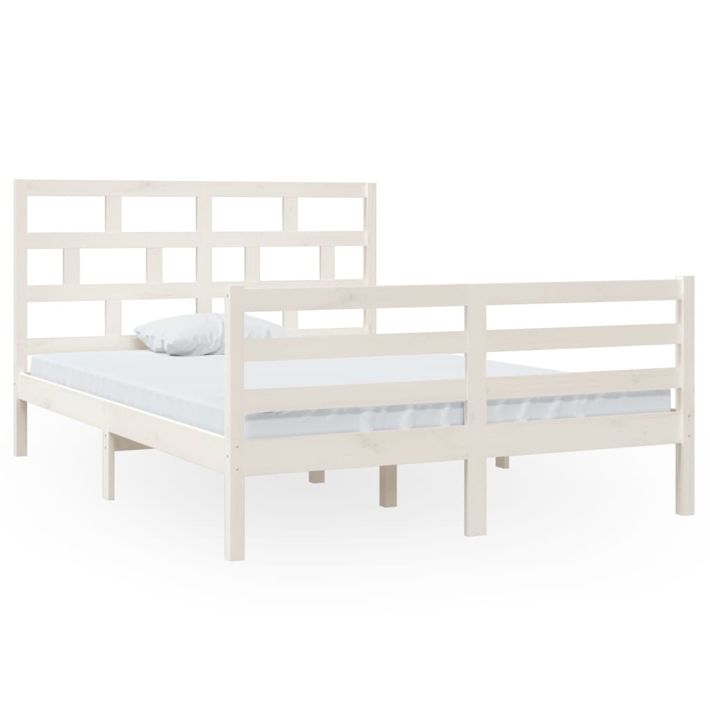 White Solid Wood Bed Frame 140x200 cm - vidaXL (No Mattress)