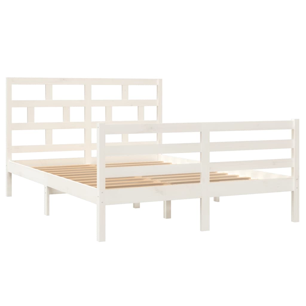 White Solid Wood Bed Frame 140x200 cm - vidaXL (No Mattress)
