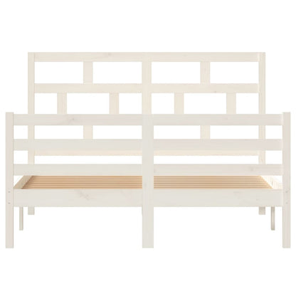 White Solid Wood Bed Frame 140x200 cm - vidaXL (No Mattress)