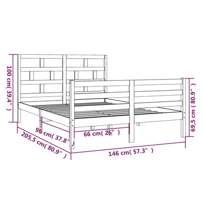 White Solid Wood Bed Frame 140x200 cm - vidaXL (No Mattress)