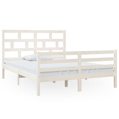 White Solid Wood King Size Bed Frame - No Mattress Included